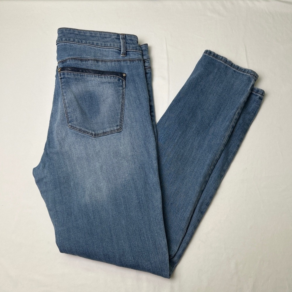 White House Black Market Womens Skinny Distressed Blue Jeans Size 10 Medium Wash